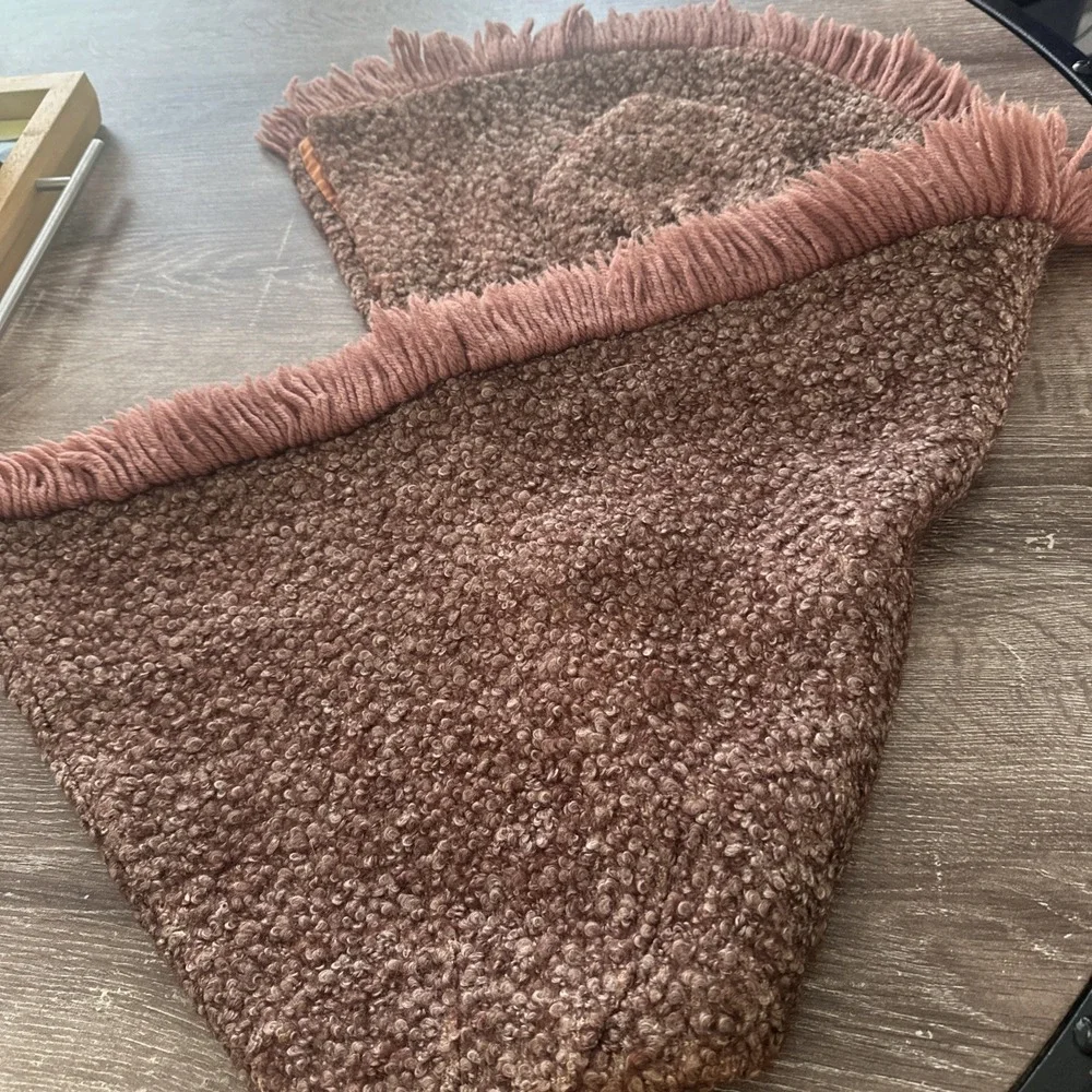 Vintage 60s Harvest Colors Shawl with Fringe and 1 Pocket